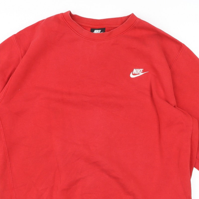 Nike Men’s Red L Pullover Crew Neck Logo Fleece Sweatshirt