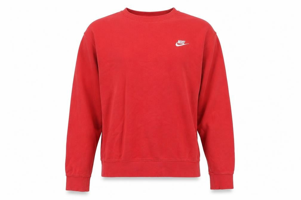 Nike Men’s Red L Pullover Crew Neck Logo Fleece Sweatshirt