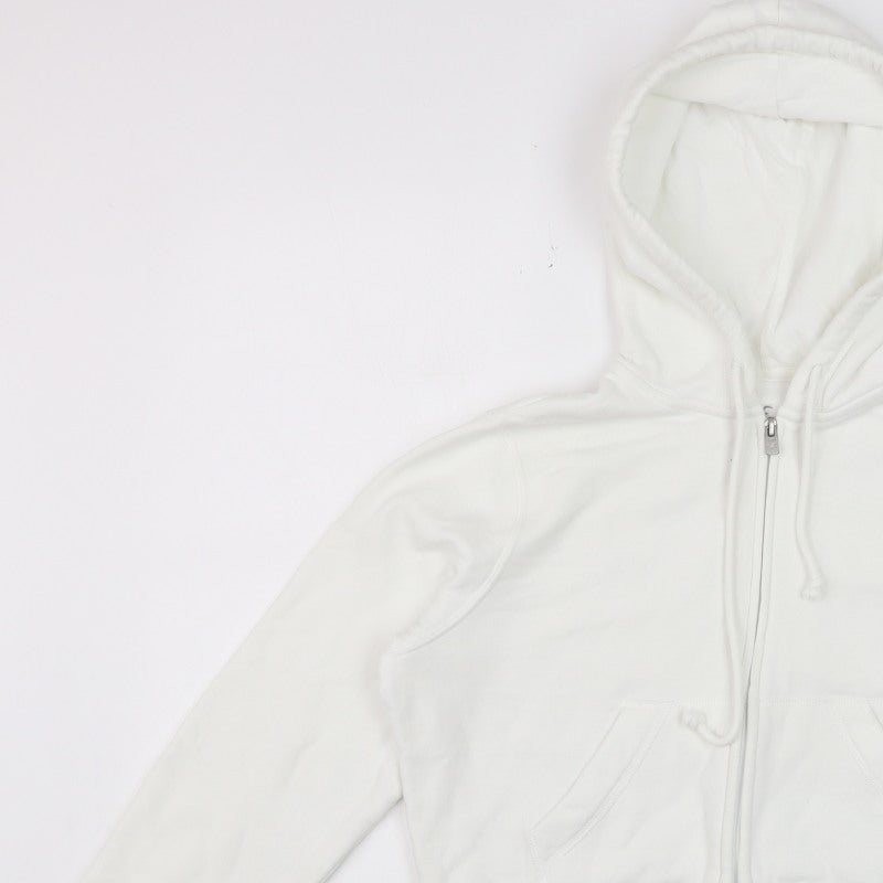 Hollister Women’s White S Full Zip Hooded Fleece Hoodie Pockets Logo