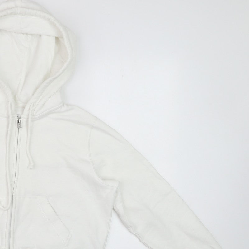 Hollister Women’s White S Full Zip Hooded Fleece Hoodie Pockets Logo
