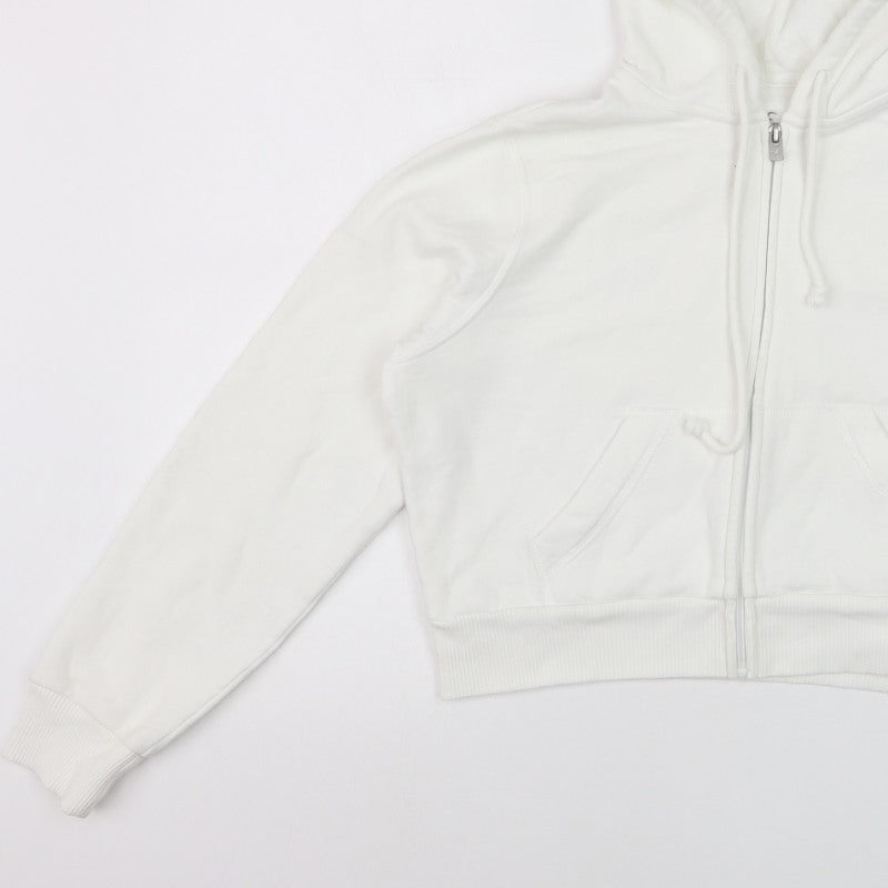 Hollister Women’s White S Full Zip Hooded Fleece Hoodie Pockets Logo