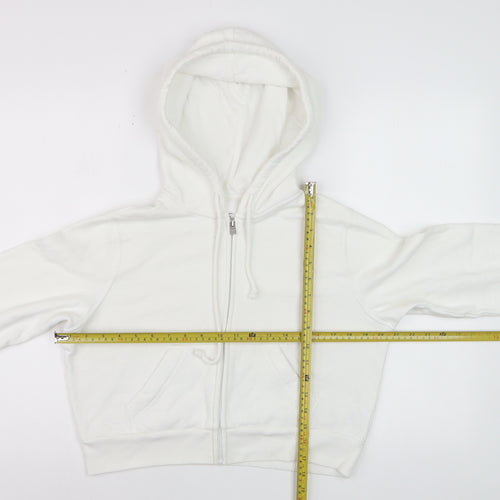 Hollister Women’s White S Full Zip Hooded Fleece Hoodie Pockets Logo