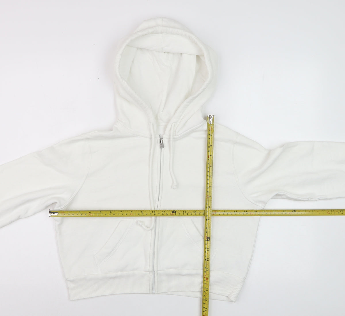 Hollister Women’s White S Full Zip Hooded Fleece Hoodie Pockets Logo