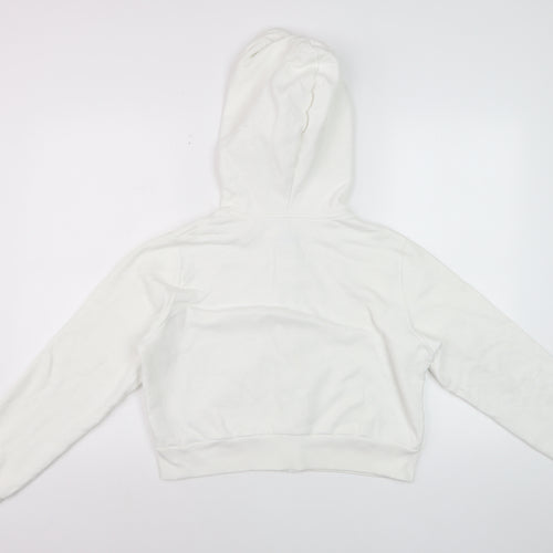 Hollister Women’s White S Full Zip Hooded Fleece Hoodie Pockets Logo