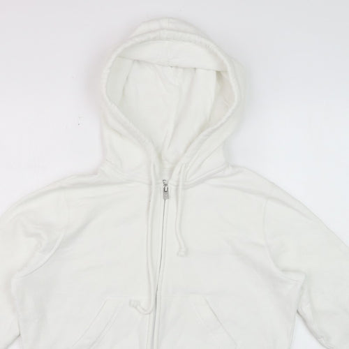 Hollister Women’s White S Full Zip Hooded Fleece Hoodie Pockets Logo
