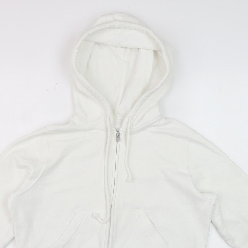 Hollister Women’s White S Full Zip Hooded Fleece Hoodie Pockets Logo