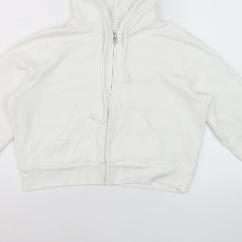 Hollister Women’s White S Full Zip Hooded Fleece Hoodie Pockets Logo