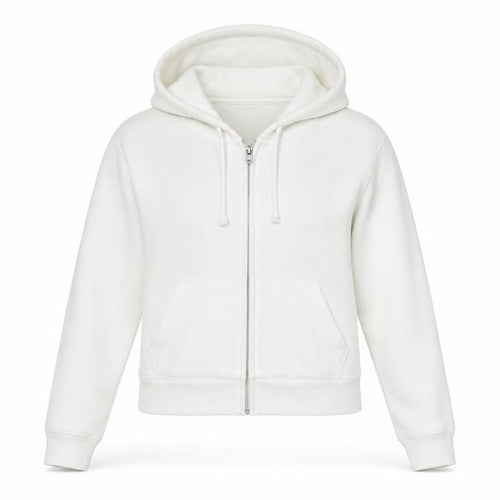 Hollister Women’s White S Full Zip Hooded Fleece Hoodie Pockets Logo