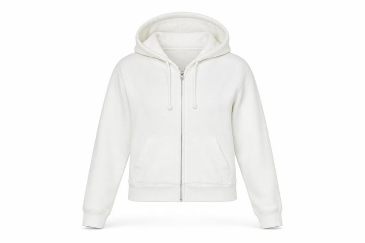 Hollister Women’s White S Full Zip Hooded Fleece Hoodie Pockets Logo