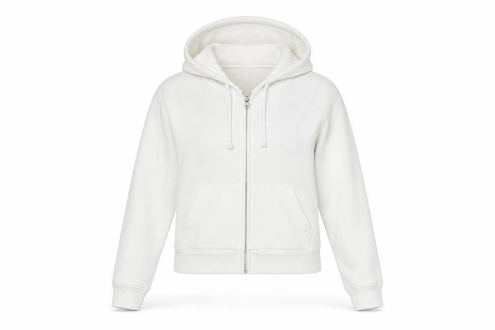 Hollister Women’s White S Full Zip Hooded Fleece Hoodie Pockets Logo