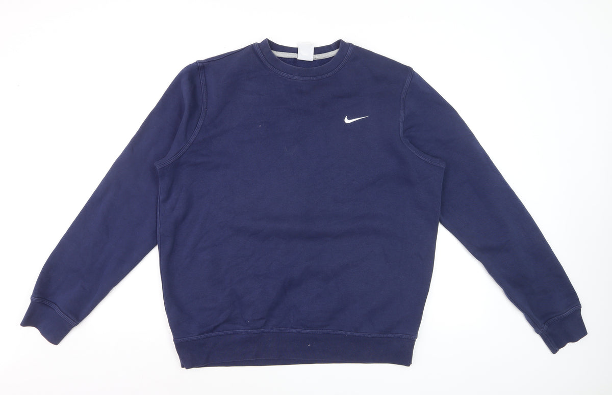 Nike Men’s Navy L Pullover Crew Neck Logo Sweatshirt