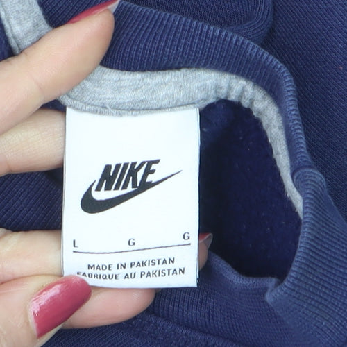 Nike Men’s Navy L Pullover Crew Neck Logo Sweatshirt