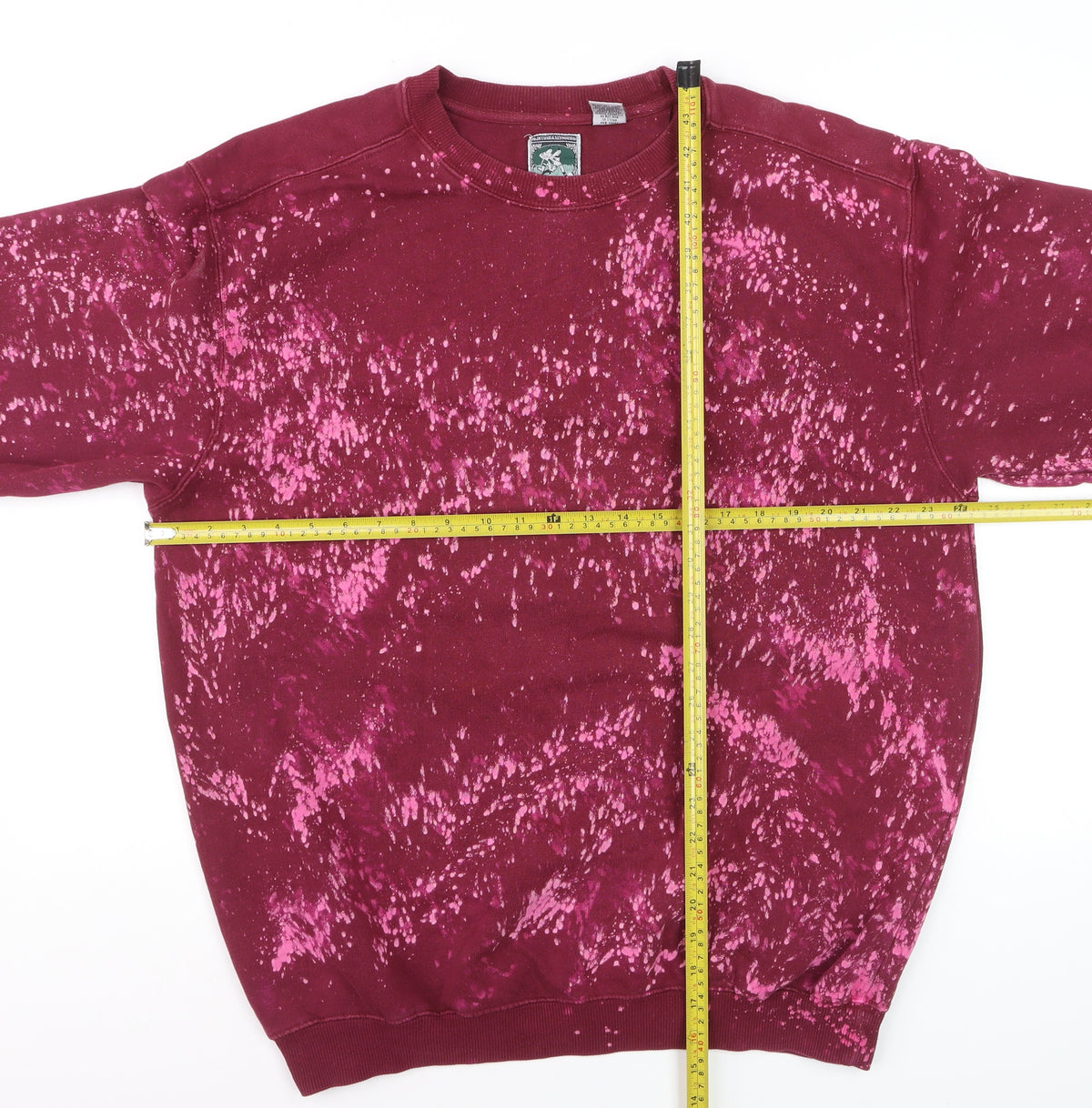 McIntosh & Seymour Men Red L Pullover Bleach Splatter Sweatshirt