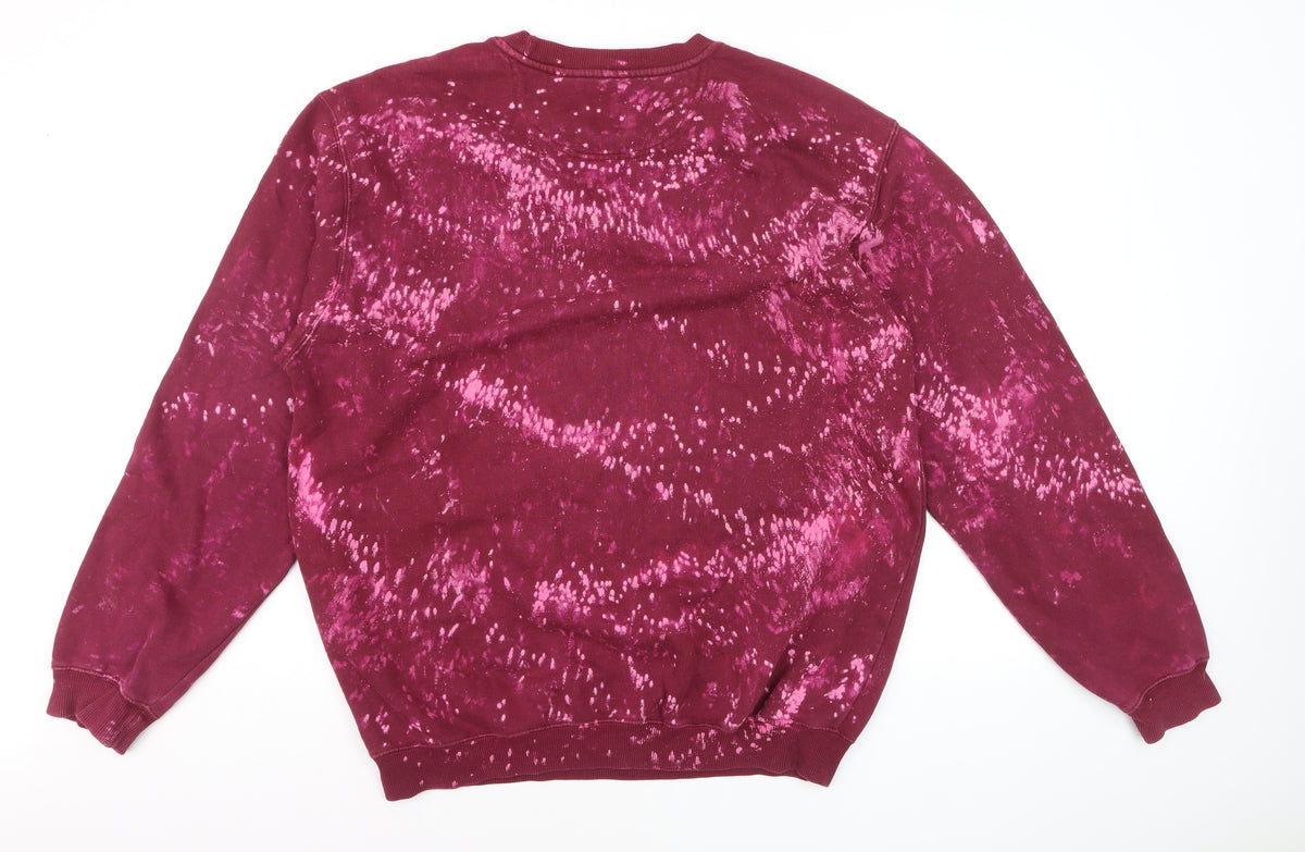 McIntosh & Seymour Men Red L Pullover Bleach Splatter Sweatshirt