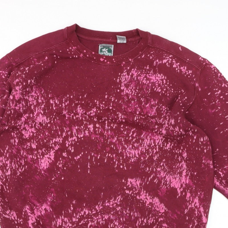 McIntosh & Seymour Men Red L Pullover Bleach Splatter Sweatshirt