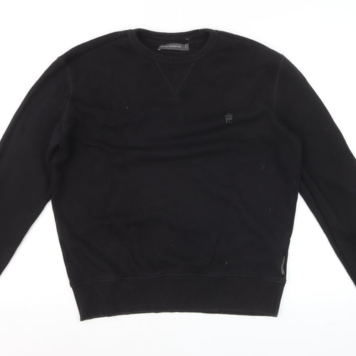 French Connection Men’s Black Small Logo Crew Neck Pullover Sweatshirt S