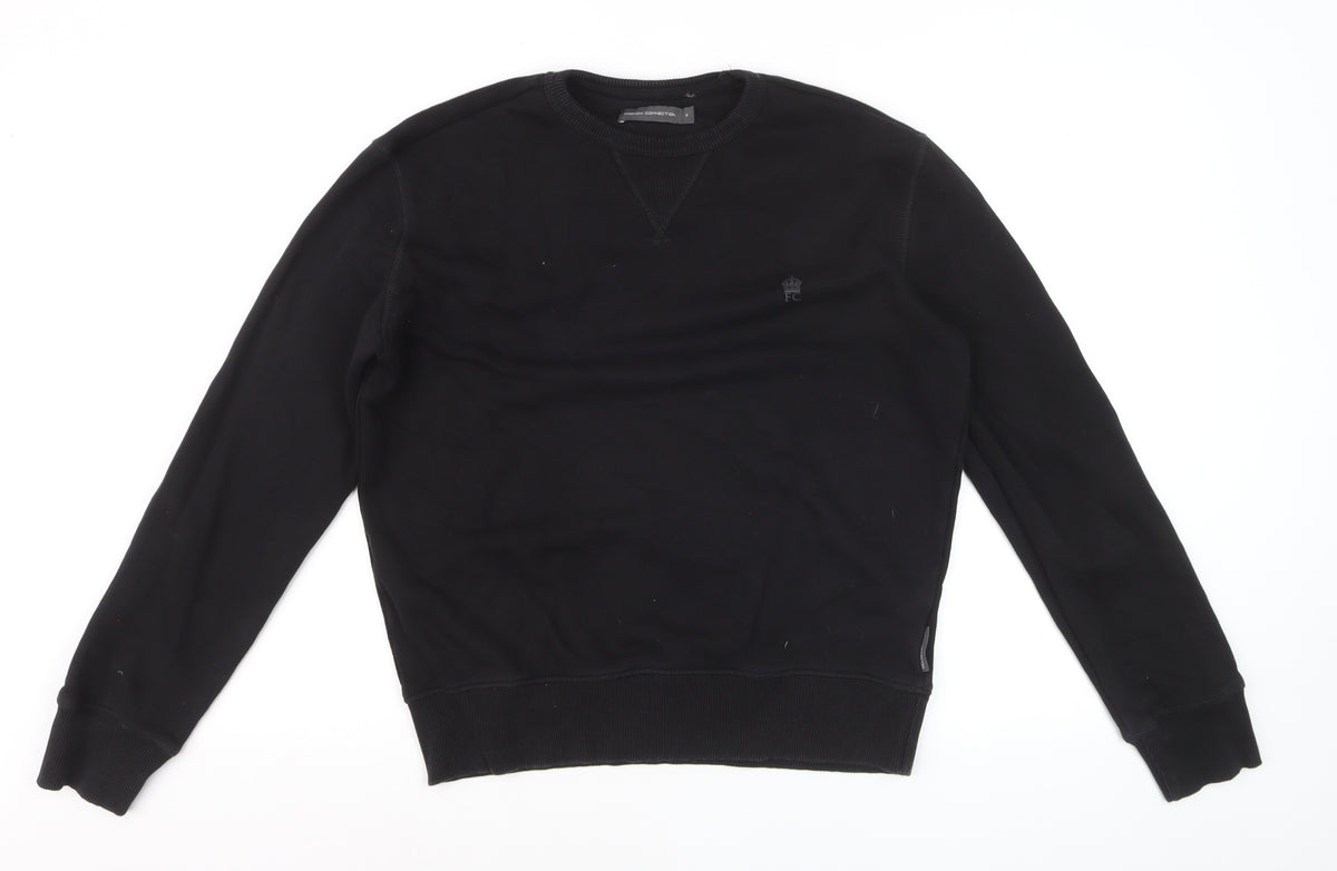 French Connection Men’s Black Small Logo Crew Neck Pullover Sweatshirt S