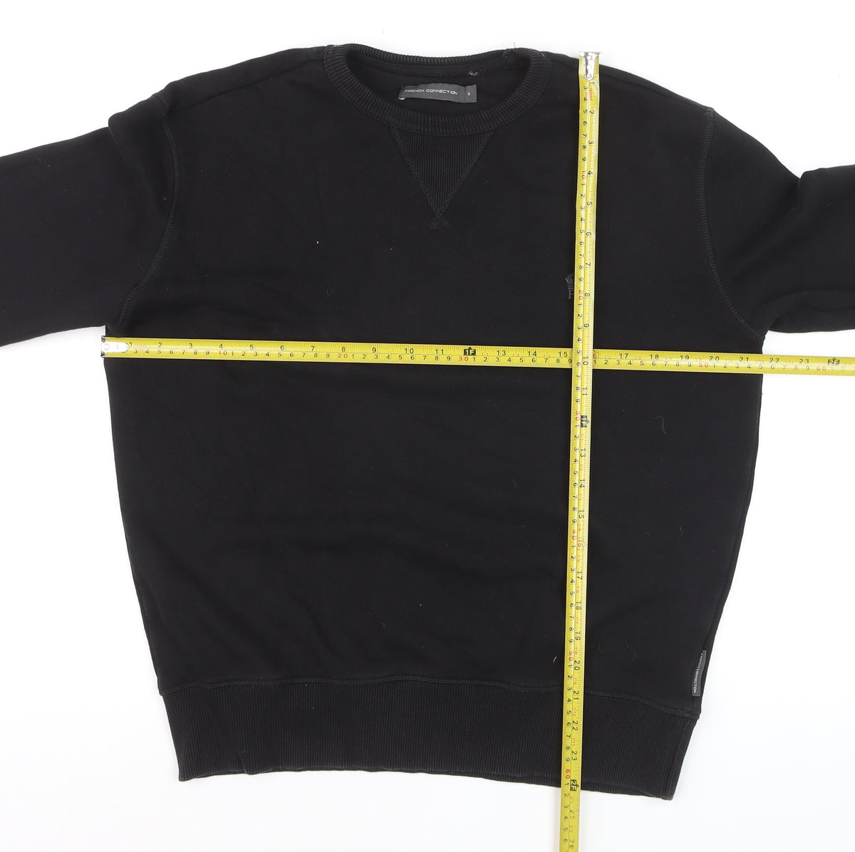 French Connection Men’s Black Small Logo Crew Neck Pullover Sweatshirt S