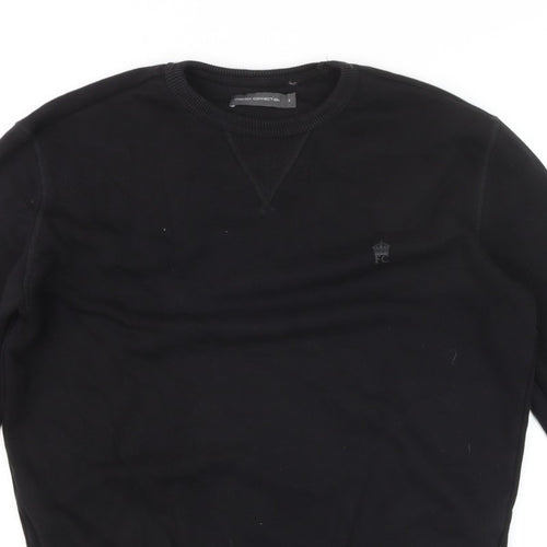French Connection Men’s Black Small Logo Crew Neck Pullover Sweatshirt S