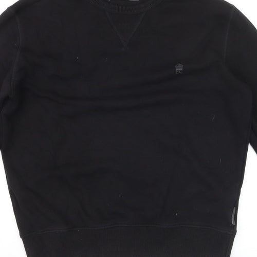 French Connection Men’s Black Small Logo Crew Neck Pullover Sweatshirt S
