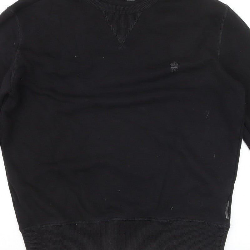French Connection Men’s Black Small Logo Crew Neck Pullover Sweatshirt S