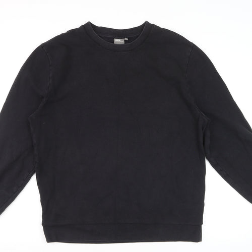 ASOS Men Black L Crew Neck Pullover Cotton Sweatshirt