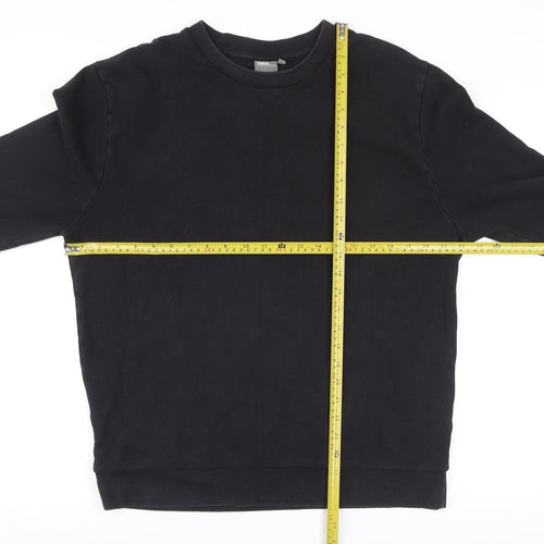 ASOS Men Black L Crew Neck Pullover Cotton Sweatshirt