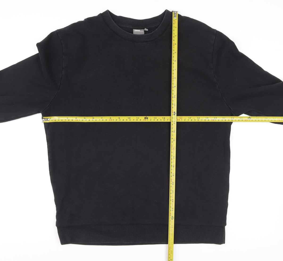 ASOS Men Black L Crew Neck Pullover Cotton Sweatshirt