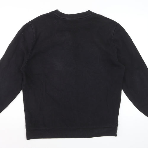 ASOS Men Black L Crew Neck Pullover Cotton Sweatshirt