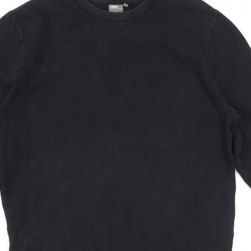 ASOS Men Black L Crew Neck Pullover Cotton Sweatshirt