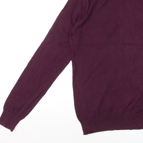 Reiss Women Purple Roll Neck Wool Cotton Knit Jumper Size M