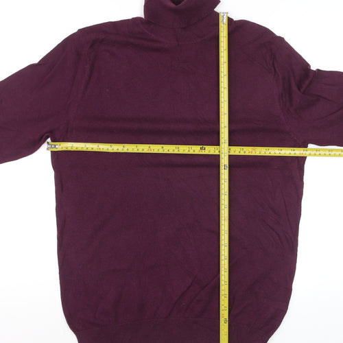Reiss Women Purple Roll Neck Wool Cotton Knit Jumper Size M