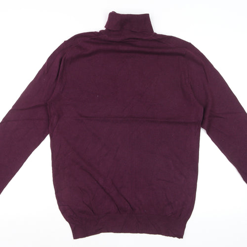 Reiss Women Purple Roll Neck Wool Cotton Knit Jumper Size M