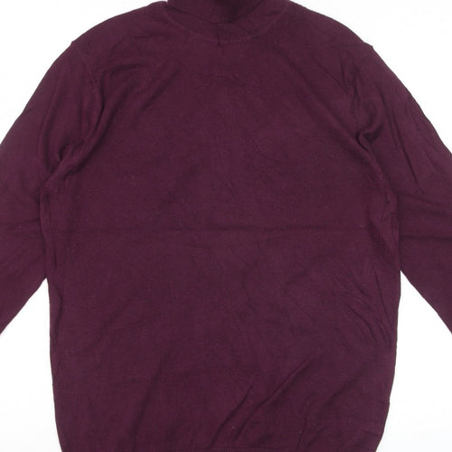 Reiss Women Purple Roll Neck Wool Cotton Knit Jumper Size M