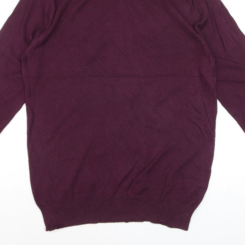Reiss Women Purple Roll Neck Wool Cotton Knit Jumper Size M