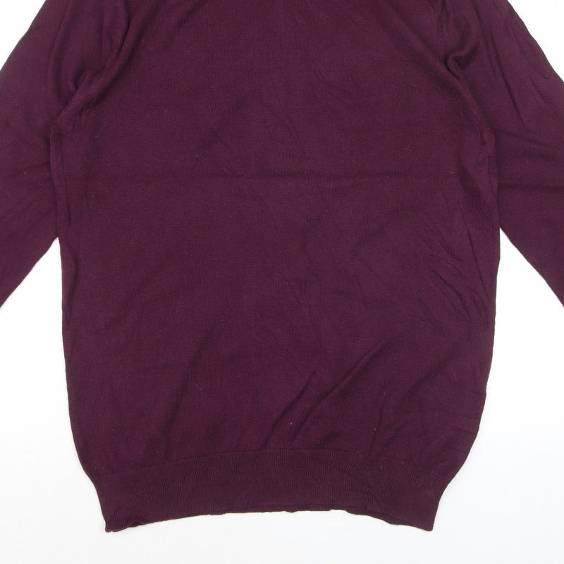 Reiss Women Purple Roll Neck Wool Cotton Knit Jumper Size M