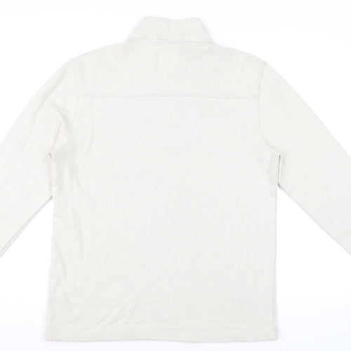 White Stuff Men’s Beige S Half Zip High Neck Cotton Pullover Sweatshirt
