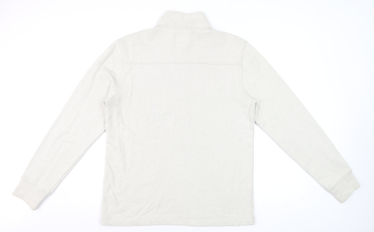 White Stuff Men’s Beige S Half Zip High Neck Cotton Pullover Sweatshirt