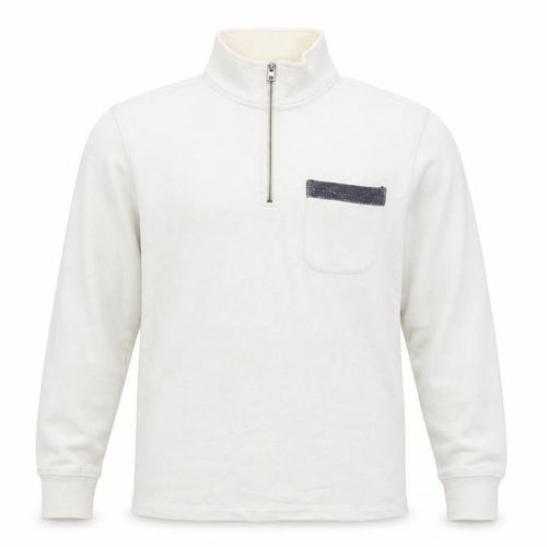 White Stuff Men’s Beige S Half Zip High Neck Cotton Pullover Sweatshirt
