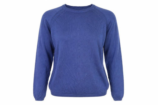 ISLE Essentials Women’s Blue Cotton Crew Neck Jumper UK 14 Raglan