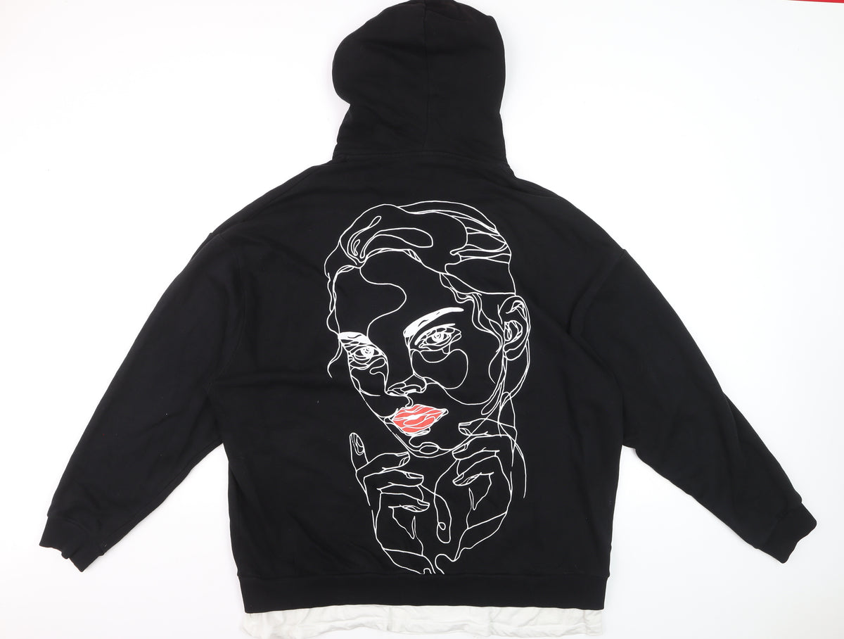ASOS Design Men’s Black L Pullover Graphic Print Hoodie