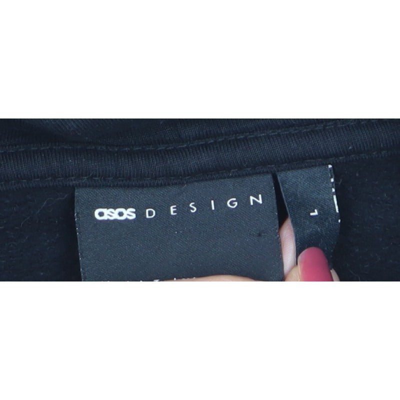 ASOS Design Men’s Black L Pullover Graphic Print Hoodie