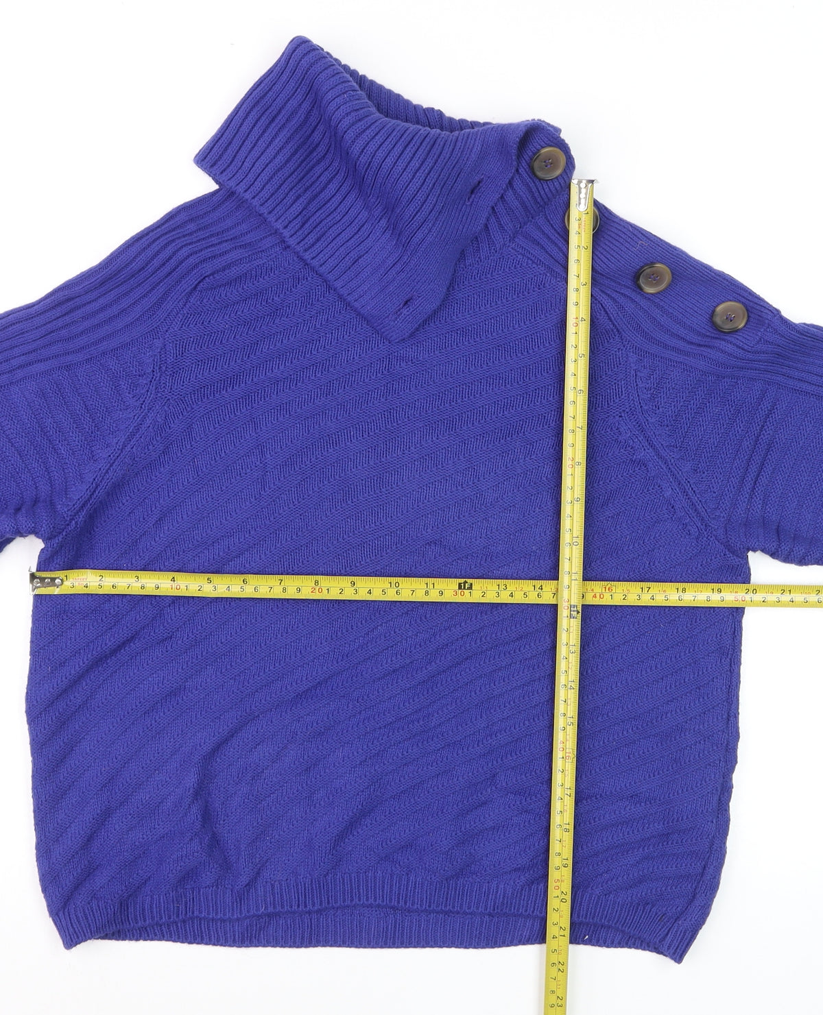 M&S Women Purple M Roll Neck Button Shoulder Knit Jumper