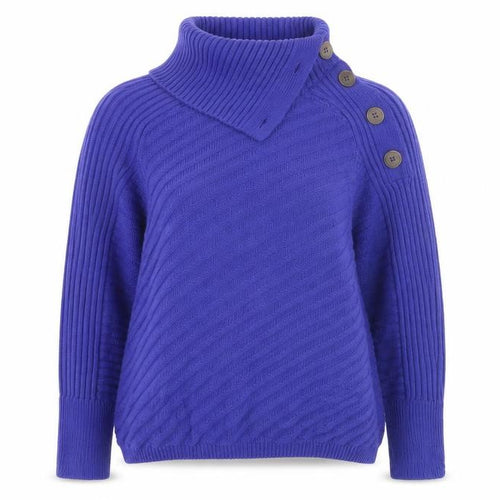 M&S Women Purple M Roll Neck Button Shoulder Knit Jumper