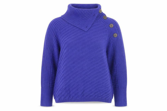 M&S Women Purple M Roll Neck Button Shoulder Knit Jumper