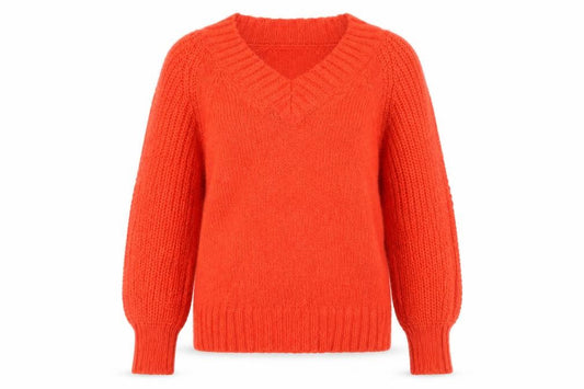 Autograph Women’s Orange Mohair Blend V-Neck Chunky Knit Jumper UK 10