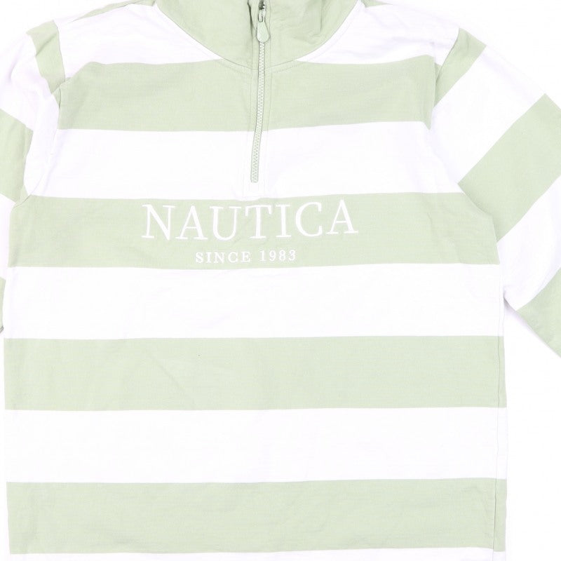 Additional view of Nautica Men Multicoloured M 1/4 Zip Striped Logo Sweatshirt