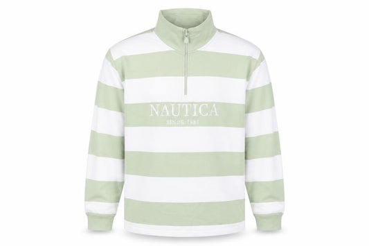 Nautica Men Multicoloured M 1/4 Zip Striped Logo Sweatshirt
