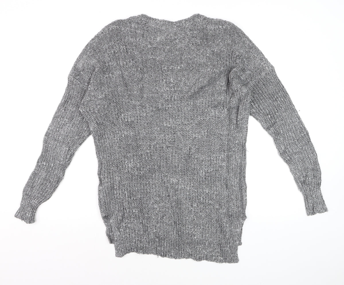Brand and care label for Hollister Men’s Grey XS/S V-Neck Chunky Knit jumper