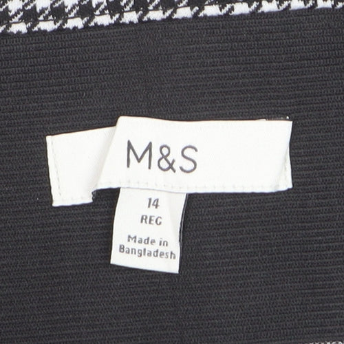 Marks & Spencer Women Black Check Size 14 Tapered Stretch Trousers